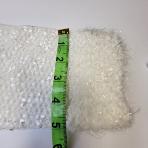 Sparkly White Faux Fur Open Front Knit Cardigan Sweater Size S and Size L - Picture 13 of 14